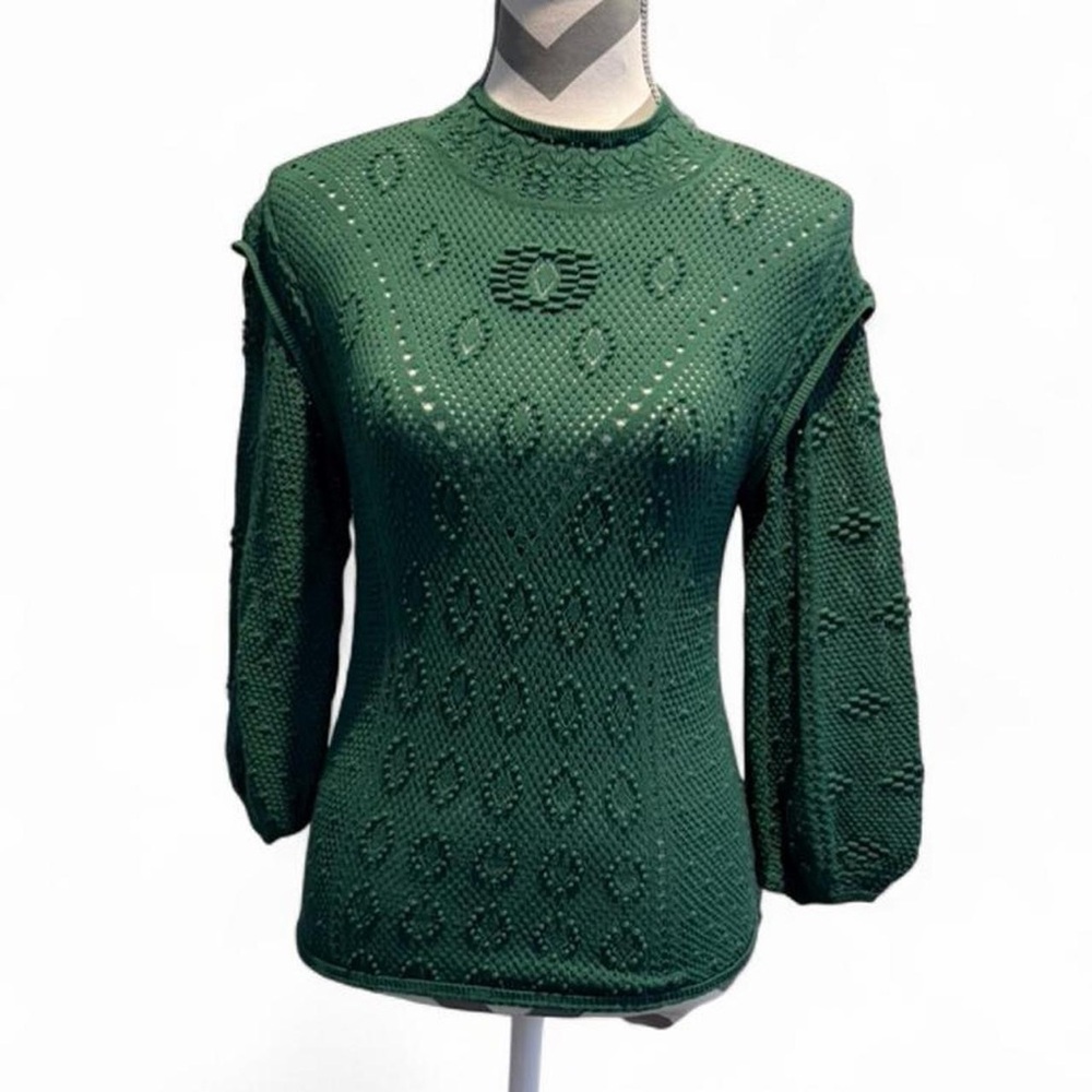WHBM Green Pointelle Sweater